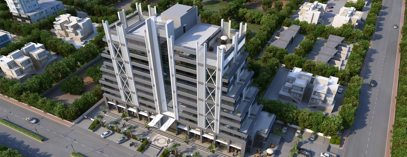 Architectural design and front facade of Vesu Point in Vesu