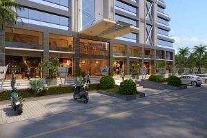 Perspective view of Vesu Point office and retail complex